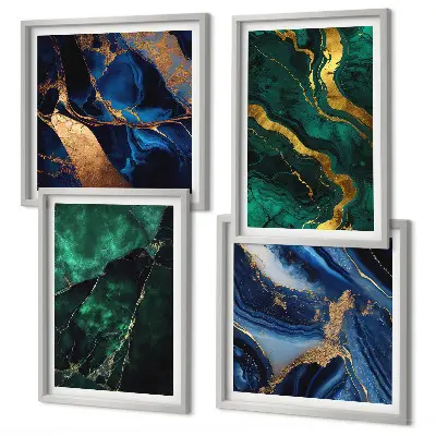 Composizione di 4 quadri motivi decorativi eleganti su pietra