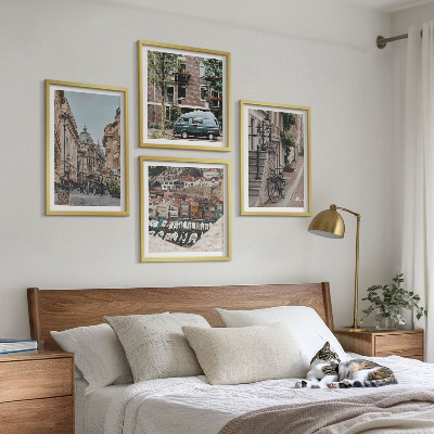 Polittico con cornice Vedute cittadine degli edifici