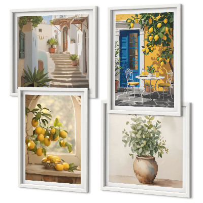 Composizione di 4 quadri architettura della città di Lemons