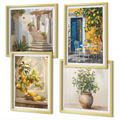Composizione di 4 quadri architettura della città di Lemons