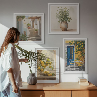 Composizione di 4 quadri architettura della città di Lemons