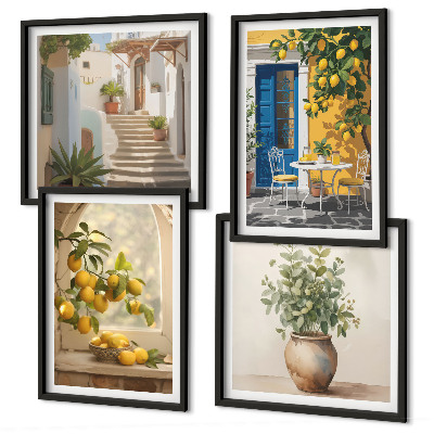 Composizione di 4 quadri architettura della città di Lemons