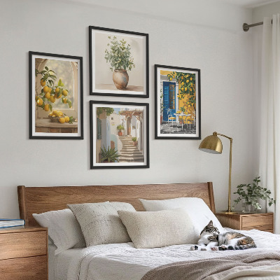 Composizione di 4 quadri architettura della città di Lemons
