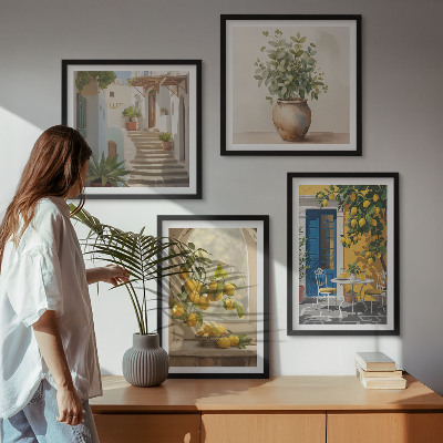 Composizione di 4 quadri architettura della città di Lemons