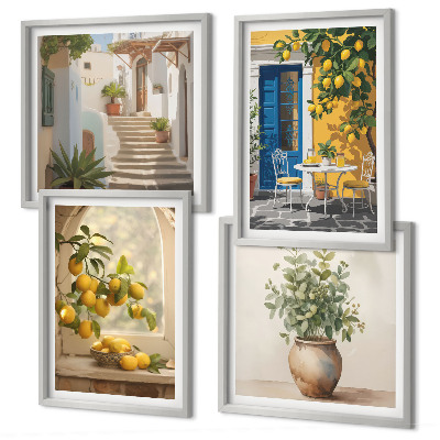 Composizione di 4 quadri architettura della città di Lemons