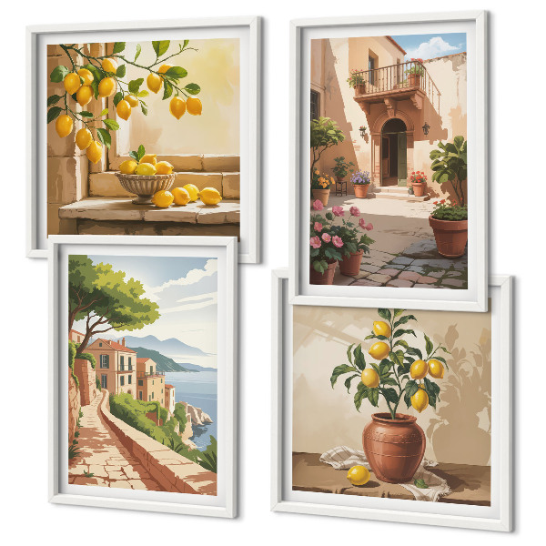 Composizione di 4 quadri Agrumi in cucina