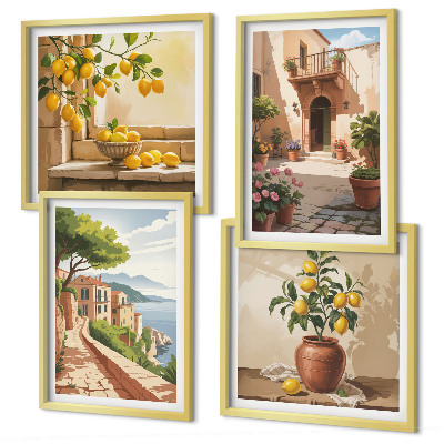 Composizione di 4 quadri Agrumi in cucina