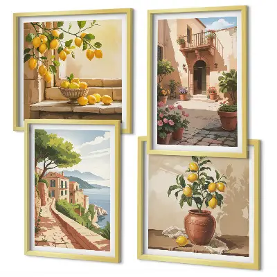 Agrumi in cucina composizione di 4 quadri