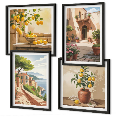 Composizione di 4 quadri Agrumi in cucina