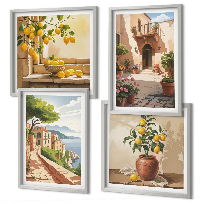 Composizione di 4 quadri Agrumi in cucina