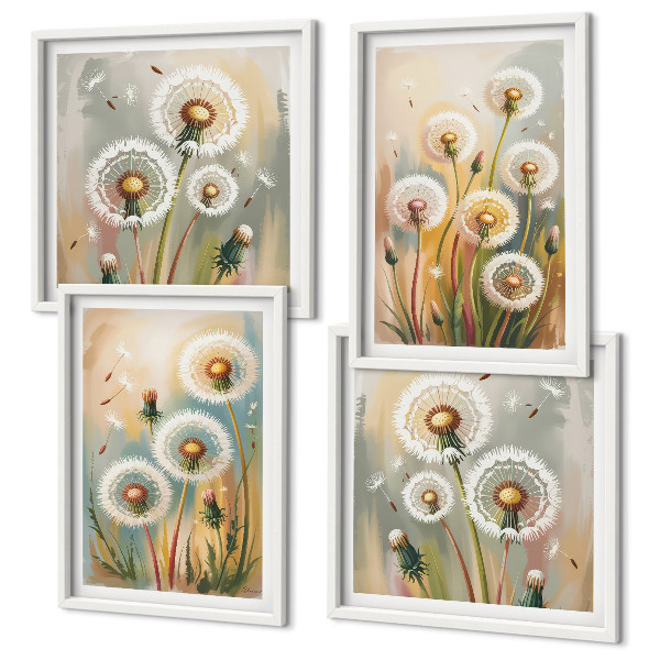 Galleria a parete fiori di tarassaco erbe dai colori pastello