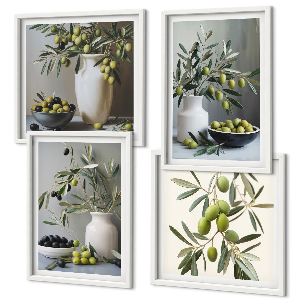 Polittico con cornice Olive in vasi grigi