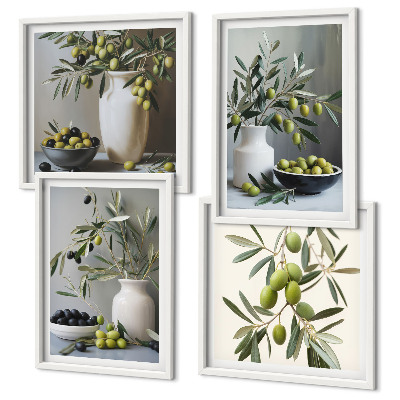 Polittico con cornice Olive in vasi grigi