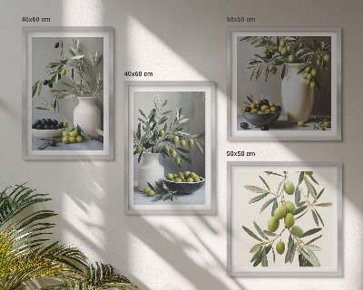 Polittico con cornice Olive in vasi grigi