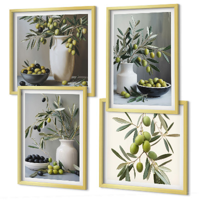 Polittico con cornice Olive in vasi grigi
