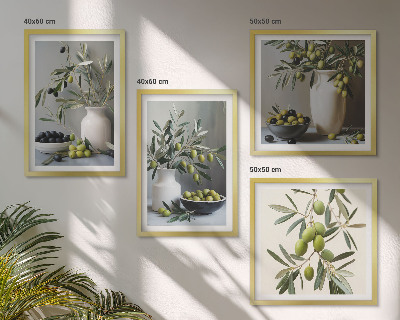 Polittico con cornice Olive in vasi grigi
