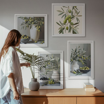 Polittico con cornice Olive in vasi grigi