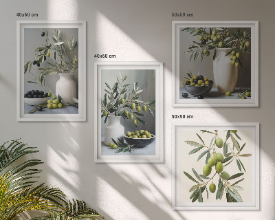 Polittico con cornice Olive in vasi grigi