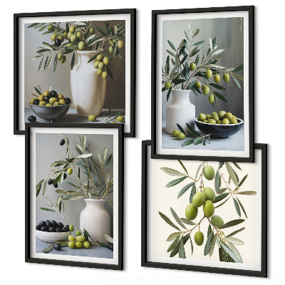 Polittico con cornice Olive in vasi grigi