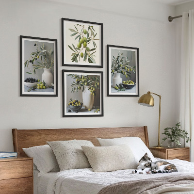 Polittico con cornice Olive in vasi grigi