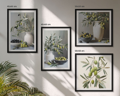 Polittico con cornice Olive in vasi grigi