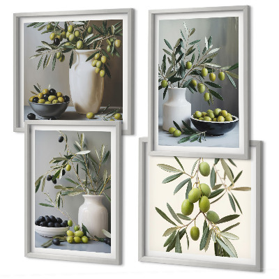 Polittico con cornice Olive in vasi grigi