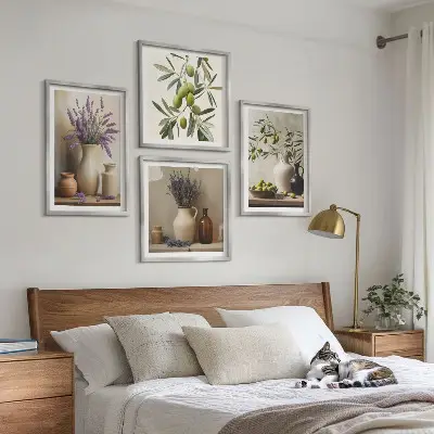 Fiori in vasi decorativi composizione di 4 quadri