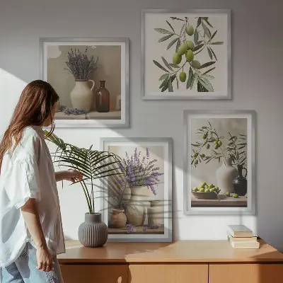 Fiori in vasi decorativi composizione di 4 quadri