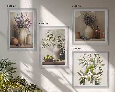 Composizione di 4 quadri Fiori in vasi decorativi