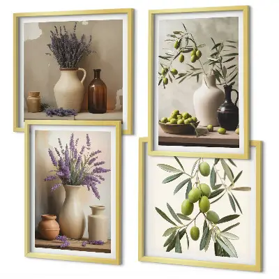 Fiori in vasi decorativi composizione di 4 quadri