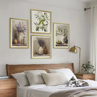 Fiori in vasi decorativi composizione di 4 quadri