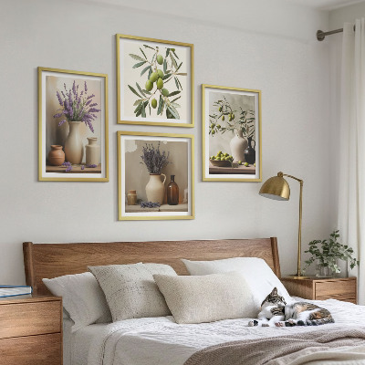 Composizione di 4 quadri Fiori in vasi decorativi