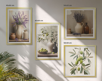 Composizione di 4 quadri Fiori in vasi decorativi