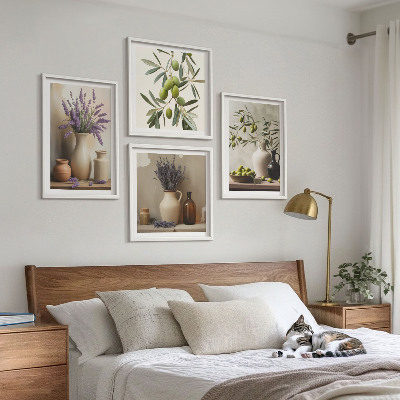 Composizione di 4 quadri Fiori in vasi decorativi
