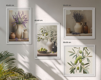 Composizione di 4 quadri Fiori in vasi decorativi