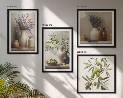Composizione di 4 quadri Fiori in vasi decorativi