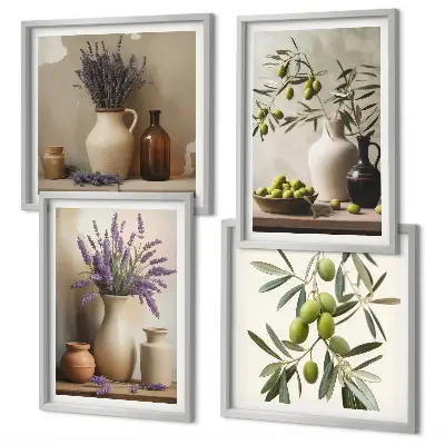Fiori in vasi decorativi composizione di 4 quadri