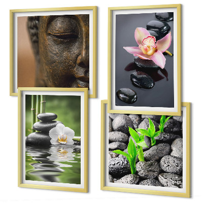 Polittico con cornice Composizione zen pacifica con Buddha floreale
