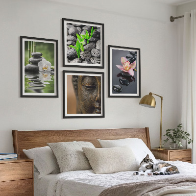 Polittico con cornice Composizione zen pacifica con Buddha floreale