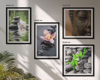 Polittico con cornice Composizione zen pacifica con Buddha floreale