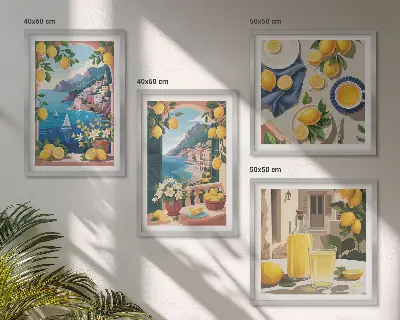 Finestra sul mare limoni italiani polittico con cornice
