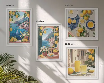 Finestra sul mare limoni italiani polittico con cornice