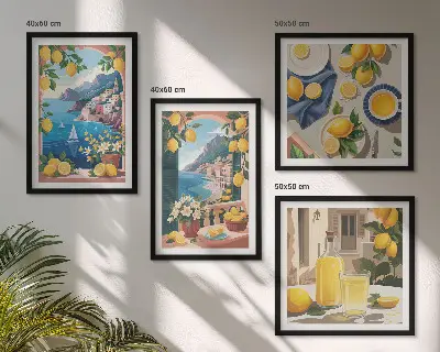 Finestra sul mare limoni italiani polittico con cornice