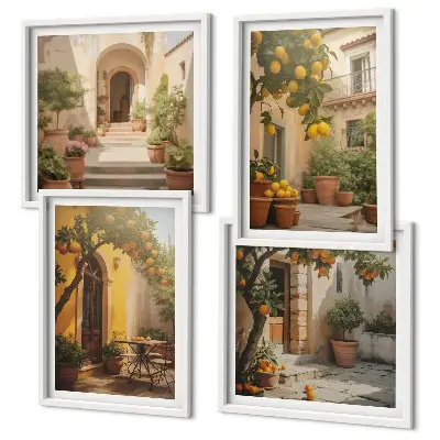 Patio con alberi di agrumi composizione di 4 quadri
