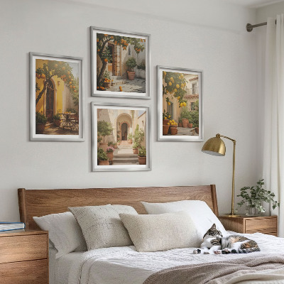 Composizione di 4 quadri Patio con alberi di agrumi