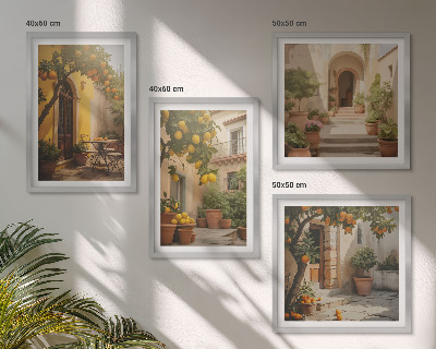 Composizione di 4 quadri Patio con alberi di agrumi