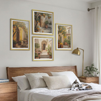 Composizione di 4 quadri Patio con alberi di agrumi
