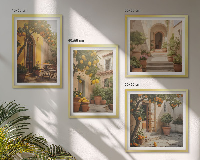 Composizione di 4 quadri Patio con alberi di agrumi