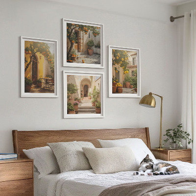 Composizione di 4 quadri Patio con alberi di agrumi