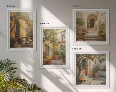 Patio con alberi di agrumi composizione di 4 quadri